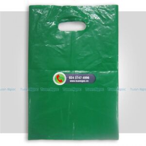 túi nilon PE quai hạt xoài màu xanh lá bóng đẹp