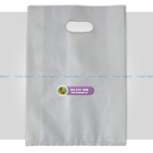 túi nilon hd màu trắng sứ có quai hạt xoài