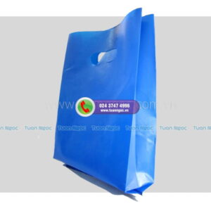 túi nilon quai hạt xoài chất liệu PE màu xanh dương bóng đẹp