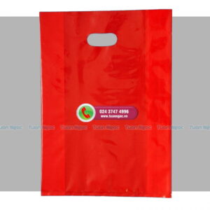 túi nilon PE màu đỏ quai hạt xoài bóng đẹp nhiều cỡ