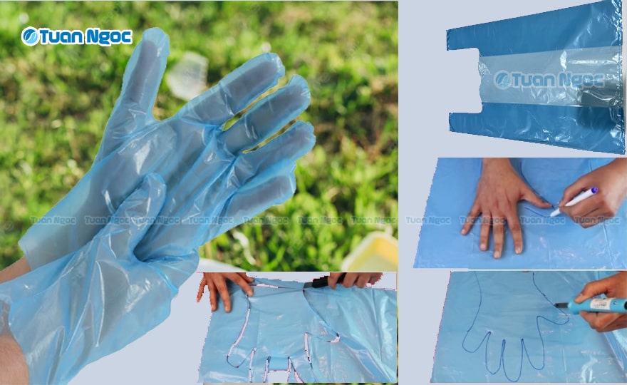 cách tự làm găng tay từ túi ni lông bỏ đi