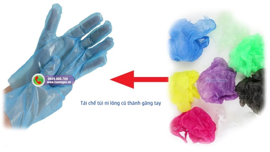 găng tay nilon làm từ túi ni lông cũ