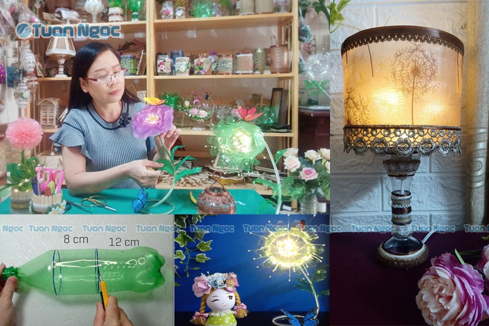 làm giàu từ đèn lồng hoa bằng túi ni lông và chai nhựa